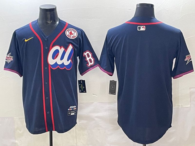 Men 2025 Boston Red Sox Blank Drak Blue All star Nike MLB Jersey style 02->boston red sox->MLB Jersey